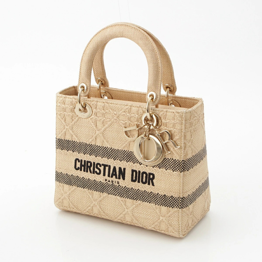 Christian Dior Lady Cannage Raffia Shoulder Handbag - Picture 2 of 8